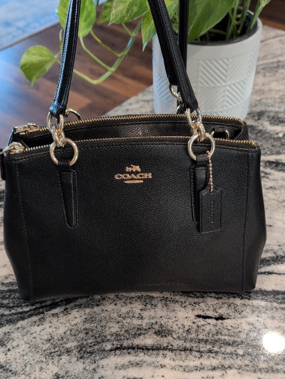 Coach Chelsea Mini Black Pebbled Leather Dome Satchel Bag & Matching Wallet - Picture 10 of 16